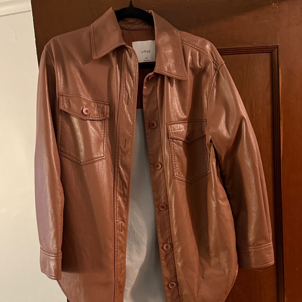 Aritzia/Wilfred Tan Faux Leather Jacket